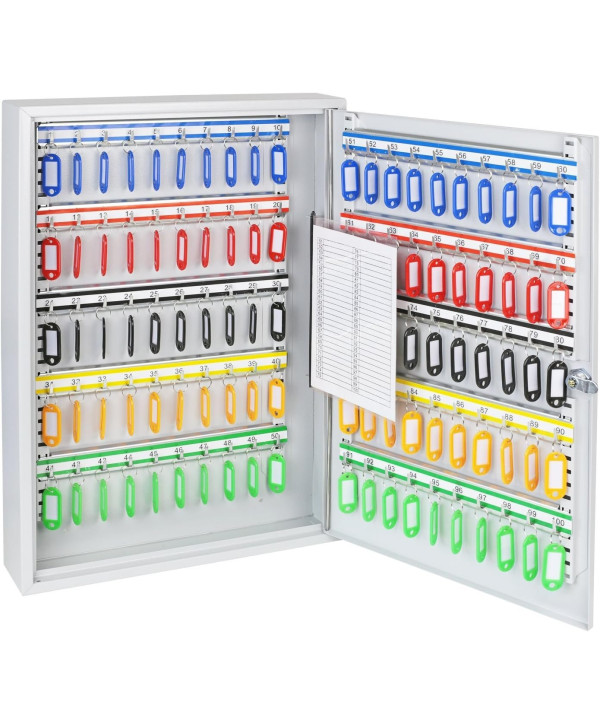 HMF Armoire à clés 100 Crochets (55x38x8cm) boîte à clés Gris Clair