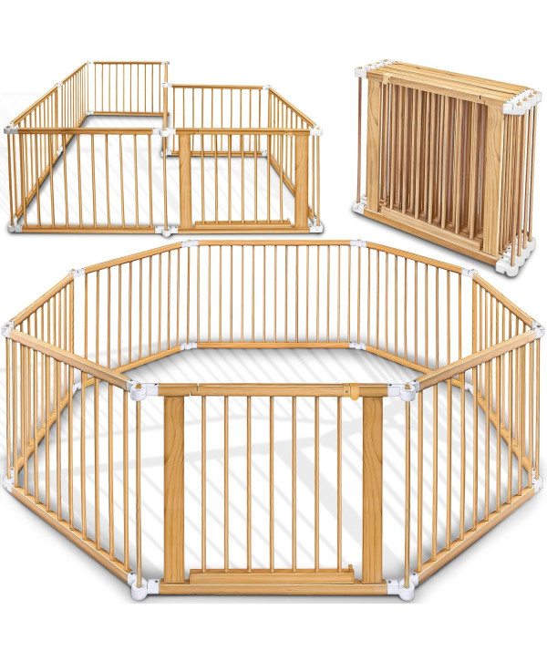 KIDUKU Barrière de sécurité pour enfants 7,2M bois/blanc