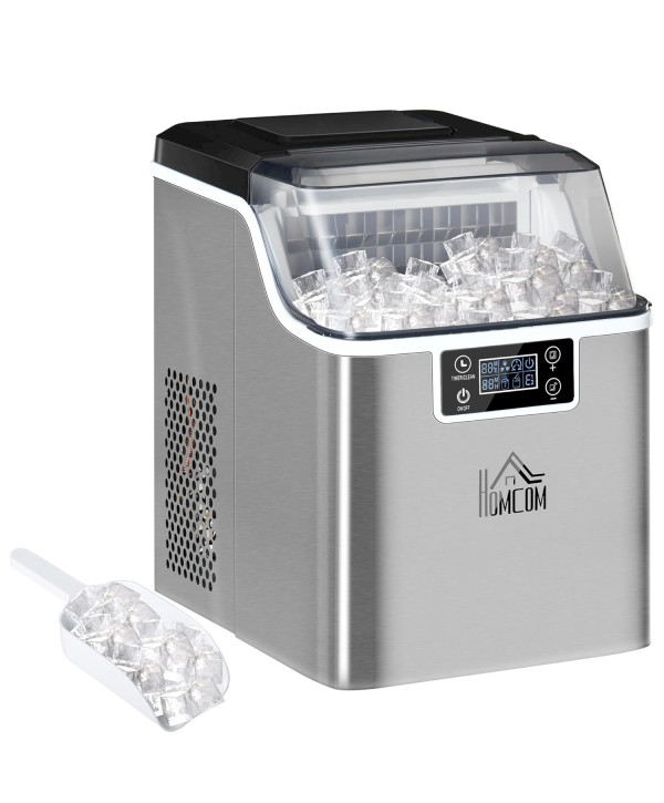 HOMCOM Machine à Glaçons Distributeur de Glaçons Ice-Maker 20kg/24h 2,3L Argent
