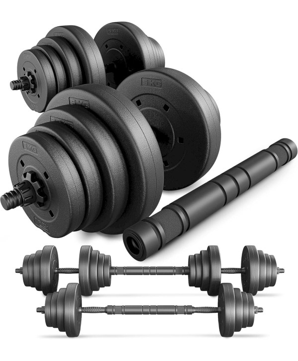 TREX SPORT Ensemble d'haltères courts et longs 40kg 2en1 (2x20kg)