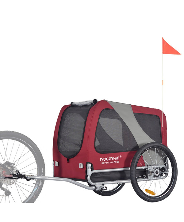 TIGGO DOGGYHUT Premium LARGE Hundefahrradanhänger Hundeanhänger Fahrradanhänger rouge
