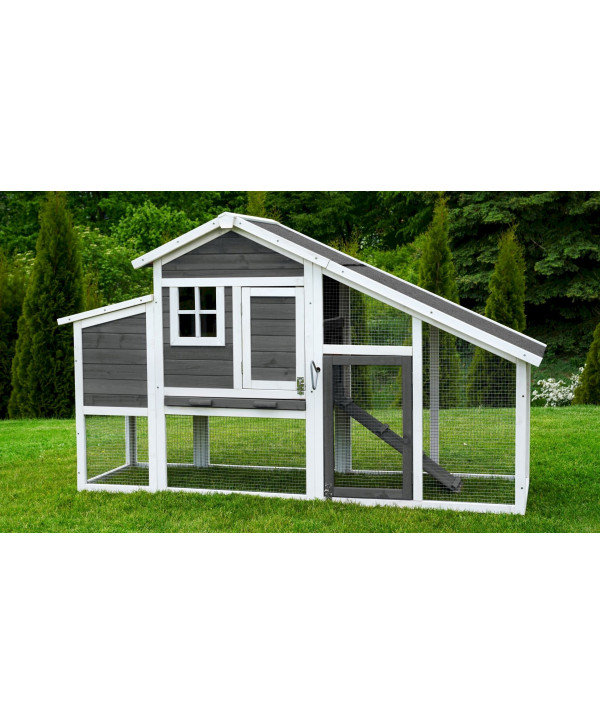 MyAnimal MH-32 poulailler pour 4 poules avec pondoir, en bois imprégné, toit amovible gris