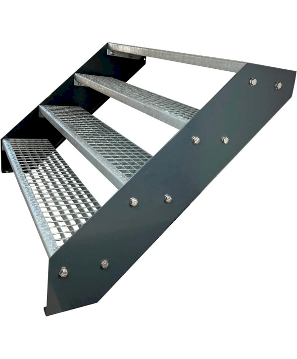Stahltreppe Verzinkt und Anthrazit Pulverbeschichtet 4 Stufen (B 80 x H 76 cm)