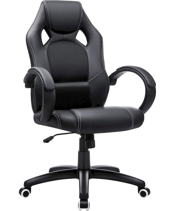 SONGMICS Chaise gaming - Fauteuil de bureau similicuir noir