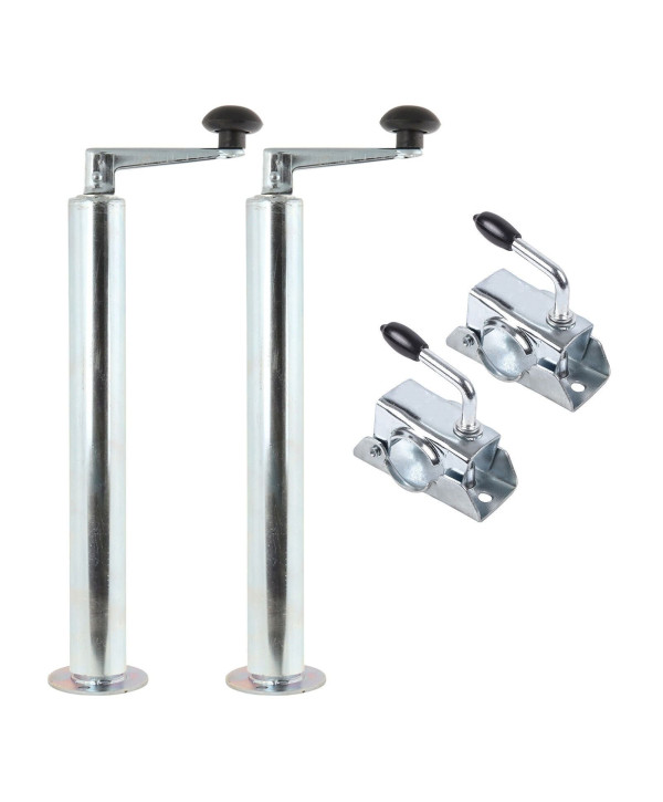 Abstellstütze ausdrehbar 2er set inkl. Klemmschelle Ø48mm / 400-650mm