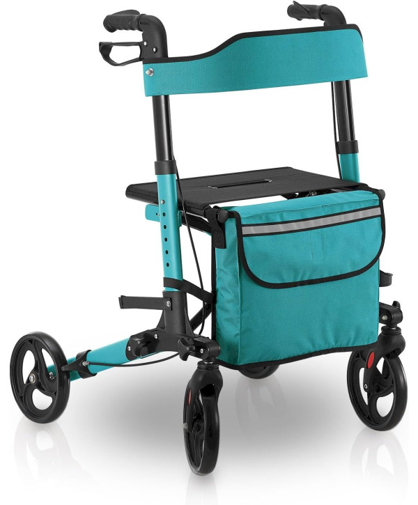 Déambulateur Vital en aluminium avec siège et sac bleu clair