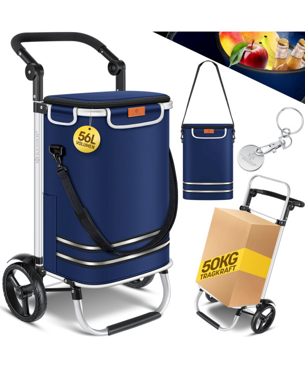 KESSER chariot de courses pliable 56L bleu
