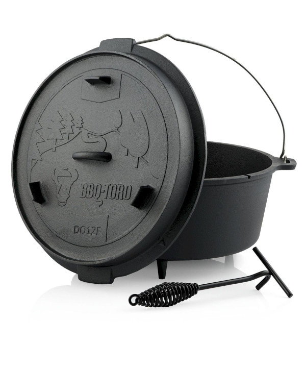 BBQ-Toro DO12F Dutch Oven 13,6L avec pieds - Premium marmite en fonte