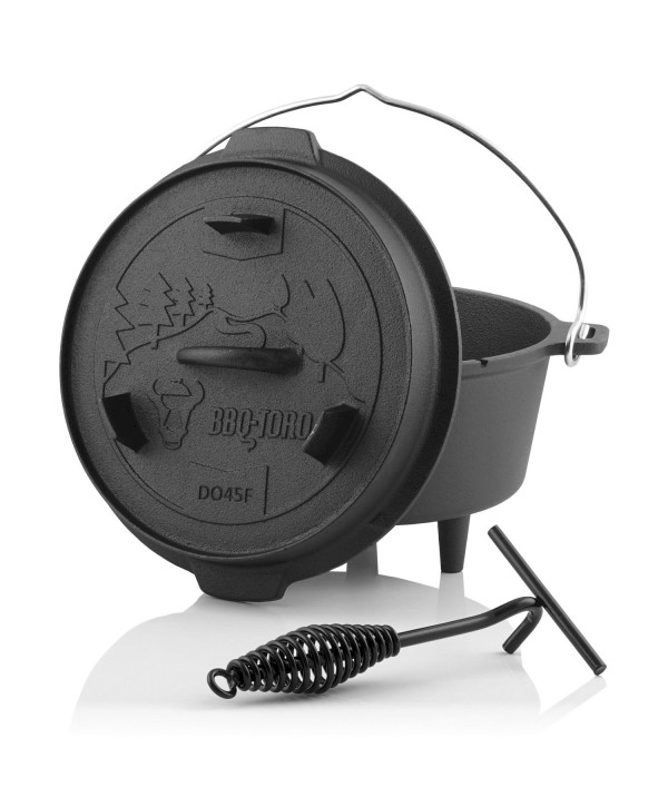 BBQ-Toro DO45F Dutch Oven 4,2L mit Füße - Gusseisen Kochtopf Gusstopf