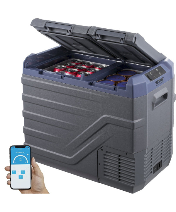 VEVOR réfrigérateur portable 40L à double zone -20 à 20 °C - 12/24V CC et 100–240V CA