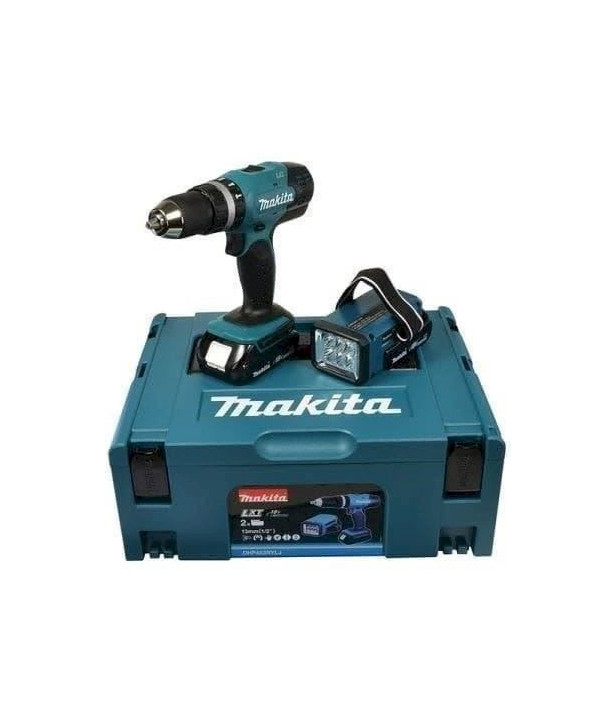 Makita DHP453RYLJ Perceuse Percussion sans Fil 18 V / 1,5 Ah avec Batterie et Lampe