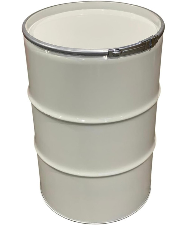 Metallfass 210 Liter Blechfass Fass Ölfass Tonne mit Deckel weiß