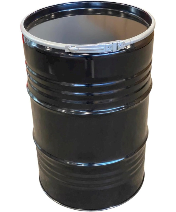 Fût métallique 210 litres Tonneau en tôle avec couvercle noir