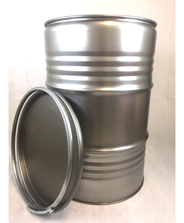 Metallfass 210 Liter Blechfass Fass Ölfass Tonne mit Deckel blank