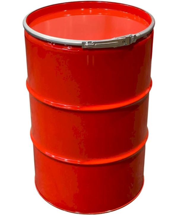 Fût métallique 210 litres Tonneau en tôle avec couvercle rouge