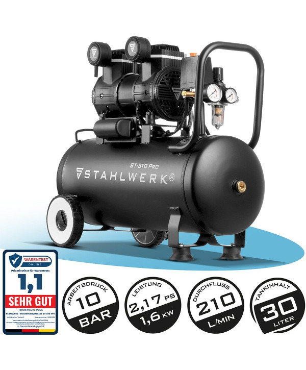 STAHLWERK Compresseur d'air comprimé silencieux ST 310 Pro Pression de sortie 10 Bar