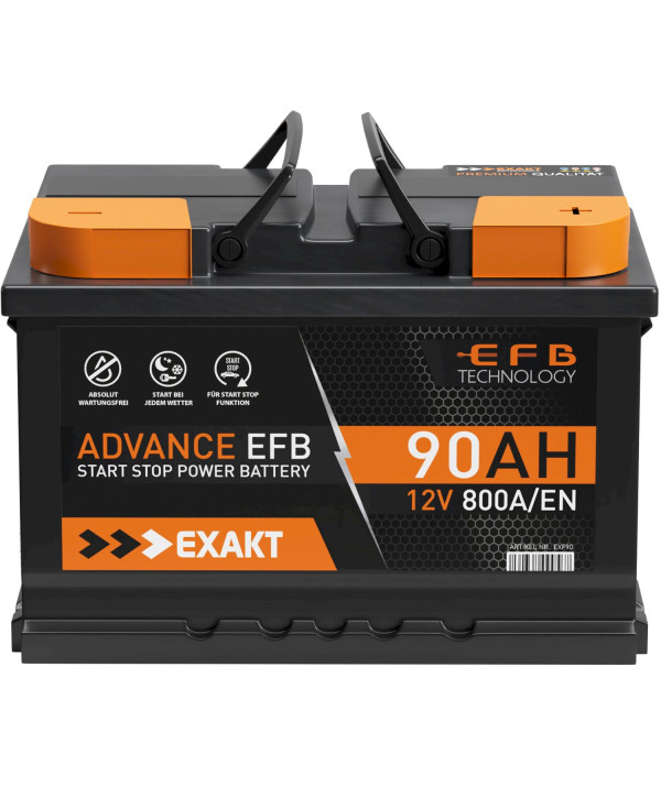 EXAKT EFB Autobatterie 90Ah 12V Start Stop Batterie