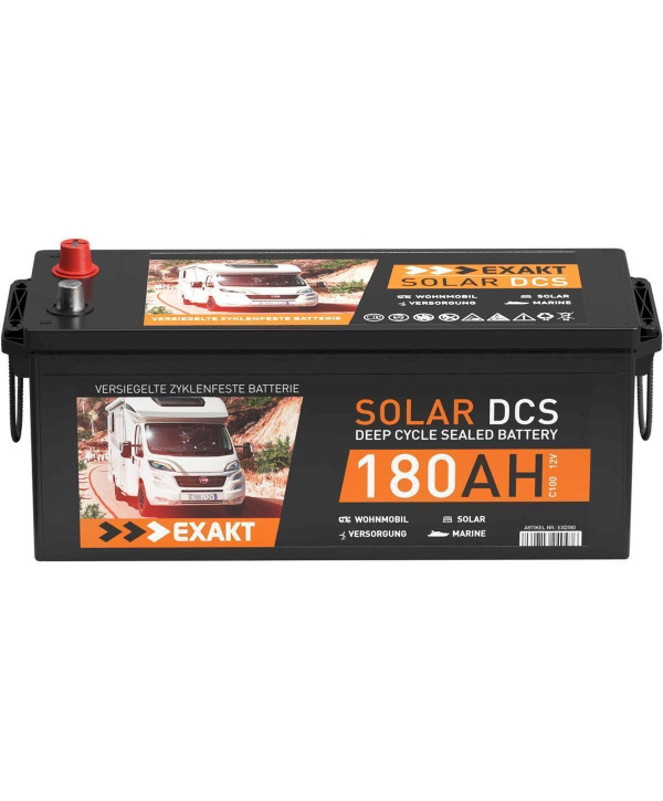 EXAKT Solar DCS Solarbatterie 180Ah 12V Wohnmobil Batterie Solar Bootsbatterie