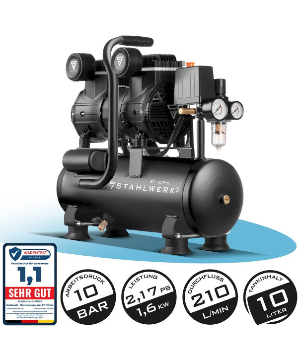 STAHLWERK Compresseur silencieux d'air ST 110 Pro Puissance de pression