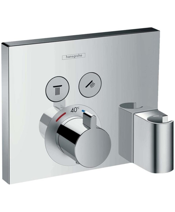 Hansgrohe ShowerSelect set de finition pour mitigeur thermostatique encastré avec 2 sorties pour baignoire et douche chromé