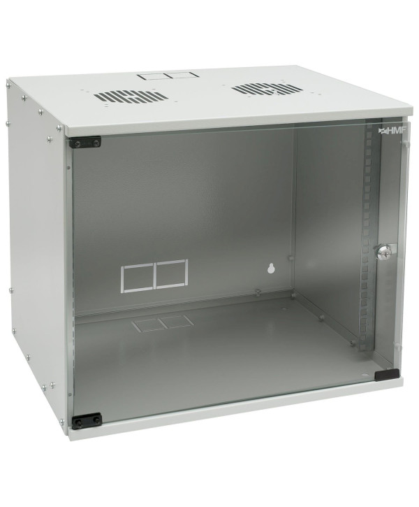 HMF Serverschrank 19 Zoll Netzwerkschrank 9HE unmontiert Wandgehäuse Rack lichtgrau