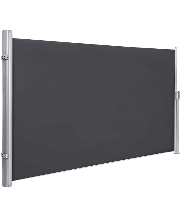 SONGMICS Seitenmarkise Sonnenschutz Rauchgrau 160 x 400 cm