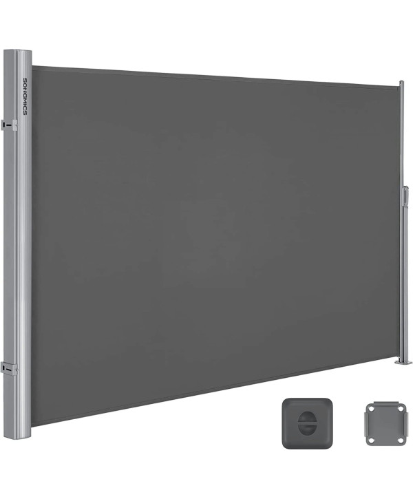 SONGMICS Seitenmarkise Sonnenschutz Seitenrollo 300x160cm anthrazit