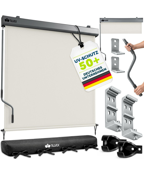 Senkrechtmarkise Aussenrollo mit Kurbel 160x250cm beige