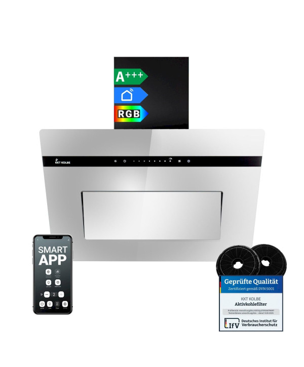KKT Kolbe PLOOM6005 hotte aspirante 60cm design miroir - éclairage LED RGBW - Smart WiFi - Classe d'efficacité énergétique
