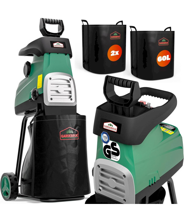 Gardebruk Leisehäcksler Schredder Gartenhäcksler Walzenhäcksler Elektro 3100W