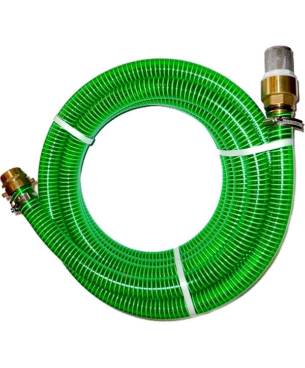 Ansauggarnitur 1 Zoll - 25x30.4mm Förderschlauch / Pumpenschlauch / Spiralschlauch / grün 30m