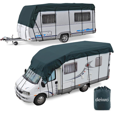 deiwo Wohnwagen & Wohnmobil Schutzdach 7 x 3 m Midnight Olive